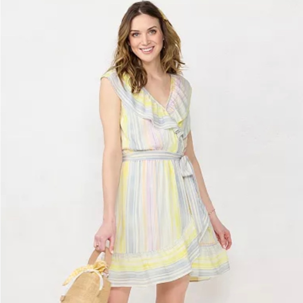NEW Women's LC Lauren Conrad Ruffle Wrap Dress